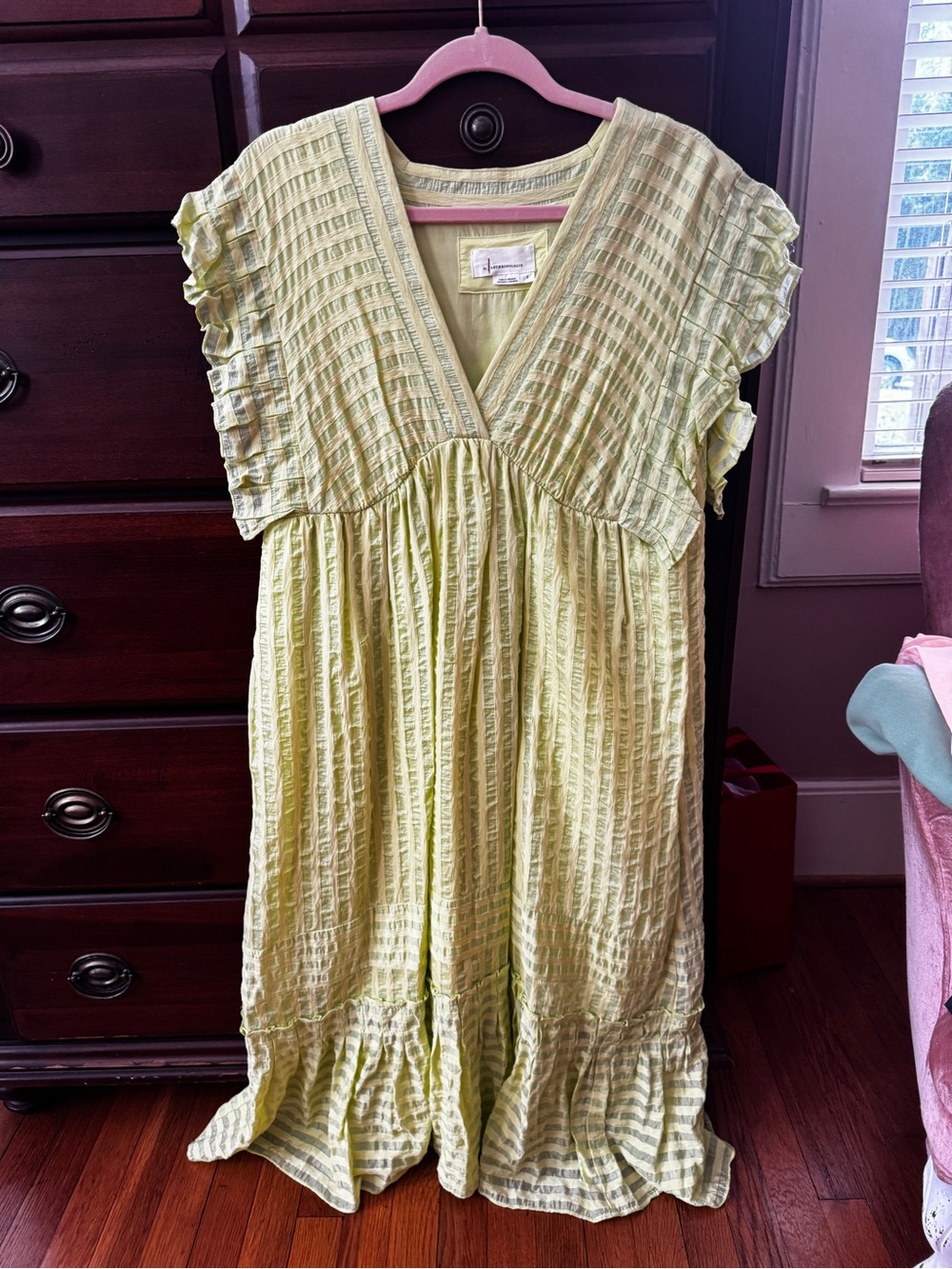 Anthro Lime Green Maxi Dress